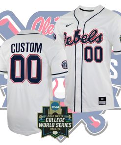 Custom Ole Miss Rebels 2022 College World Series Champions Red NCAA Baseball Jersey