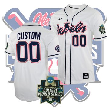 Custom Ole Miss Rebels 2022 College World Series Champions Red NCAA Baseball Jersey