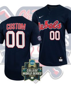 Custom Ole Miss Rebels 2022 College World Series Champions Red NCAA Baseball Jersey