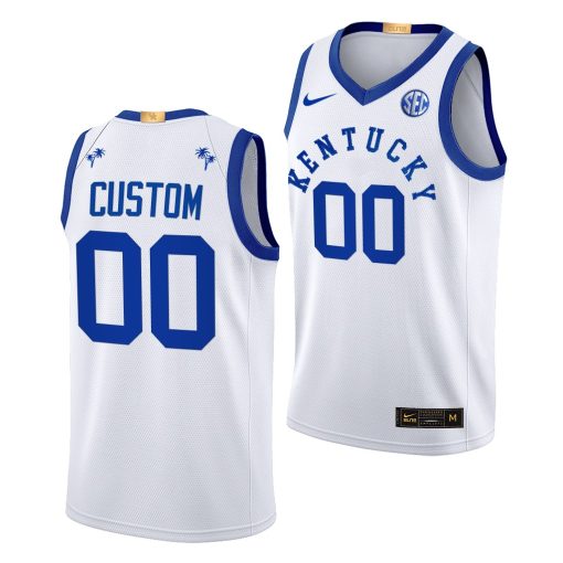 Custom 2022 Big Blue Bahamas Kentucky Wildcats White Basketball Jersey