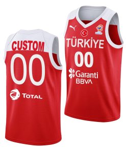 Custom 2022 Fiba Basketball World Cup Turkey Away Red Jersey