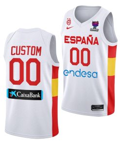 Custom 2022 Fiba Eurobasket Final Spain Home White Jersey