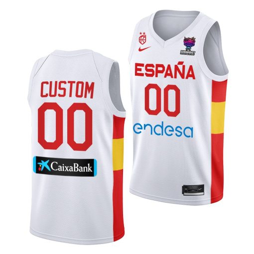 Custom 2022 Fiba Eurobasket Final Spain Home White Jersey