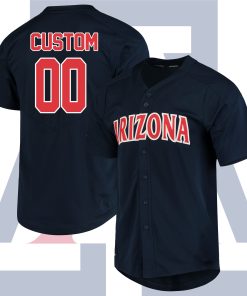 Custom Arizona Wildcats Full-Button College Baseball Jersey - Navy