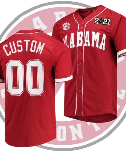 Custom Alabama Crimson Tide 2021 CFP National Championship Baseball Jersey Crimson Special Commemorate