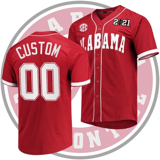 Custom Alabama Crimson Tide 2021 CFP National Championship Baseball Jersey Crimson Special Commemorate