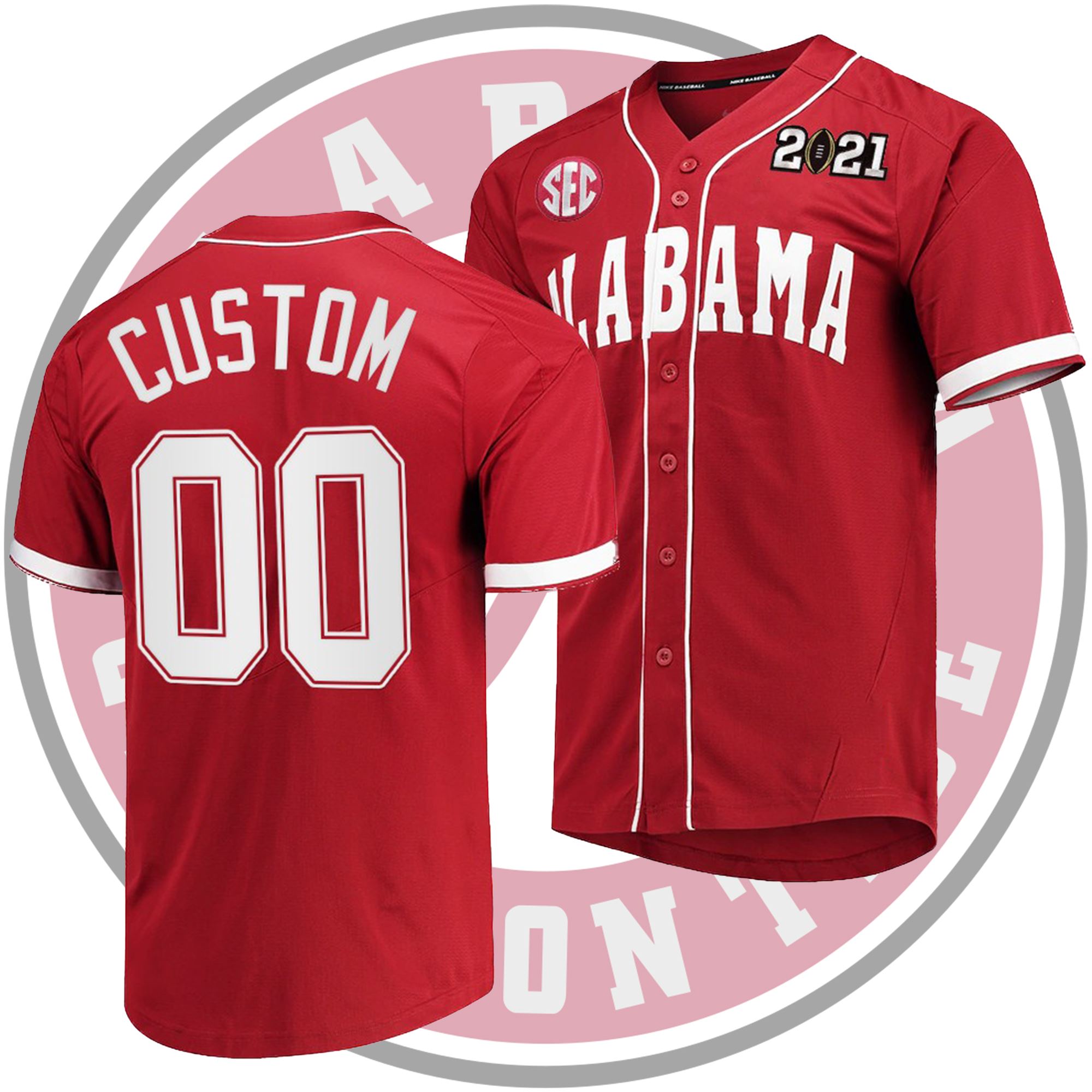 Custom Alabama Crimson Tide 2021 CFP National Championship Baseball Jersey Crimson Special Commemorate Custom Alabama Crimson Tide 2021 CFP National Championship Baseball Jersey Crimson Special Commemorate