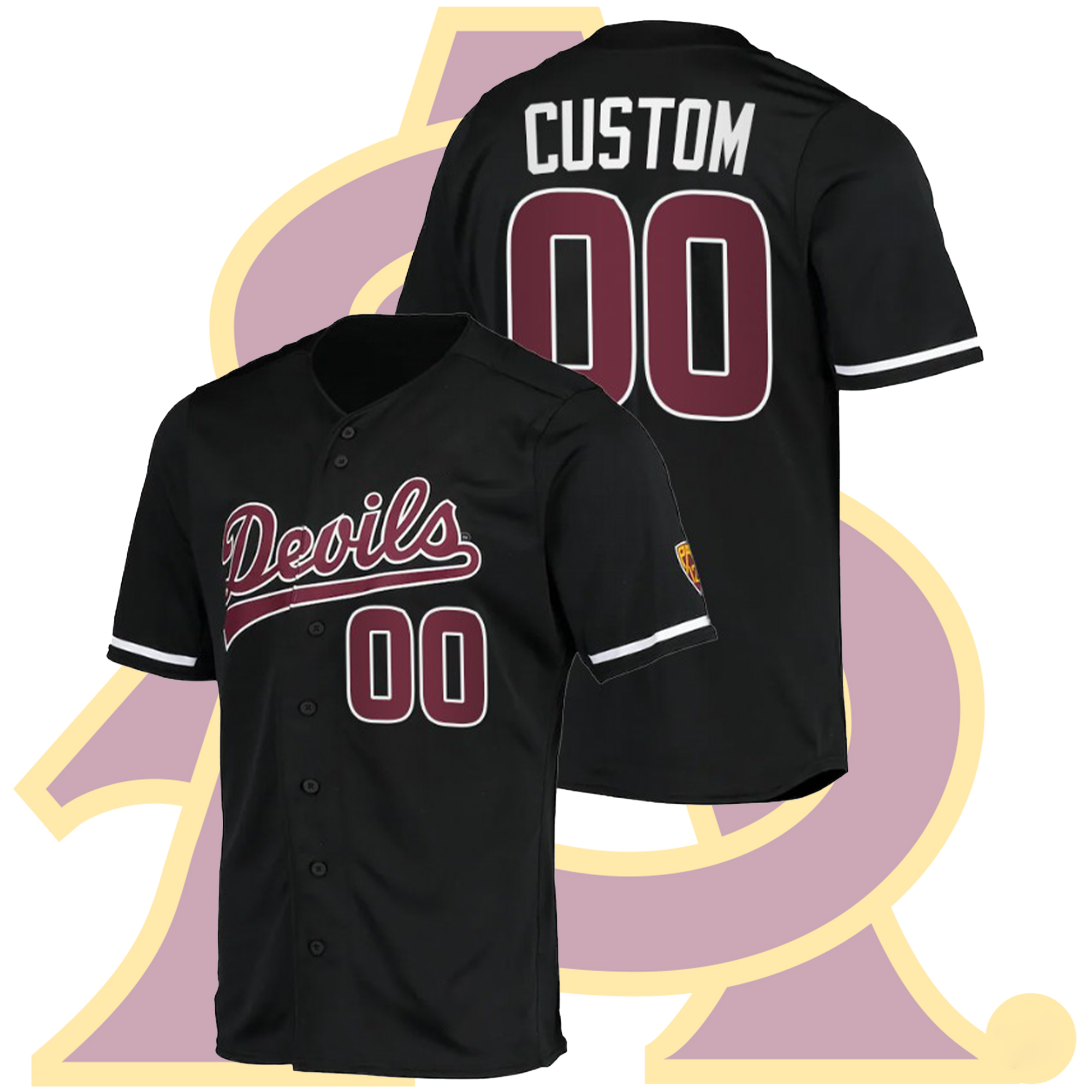 Custom Arizona State Sun Devils #00 Custom College Baseball Black Jersey Custom Arizona State Sun Devils #00 Custom College Baseball Black Jersey