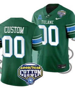 Custom Tulane Green Wave Green 2023 Cotton Bowl College Football Playoff Jersey
