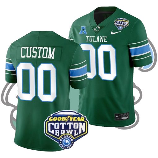 Custom Tulane Green Wave Green 2023 Cotton Bowl College Football Playoff Jersey