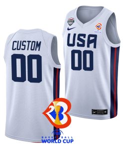 Custom 2023 Fiba Basketball World Cup Usa Home White Jersey