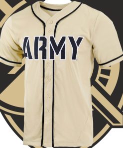 Custom Army Black Knights Full-Button Baseball Jersey - Gold