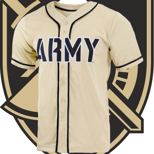 Custom Army Black Knights Full-Button Baseball Jersey - Gold