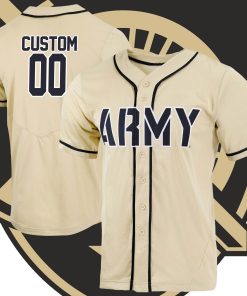 Custom Army Black Knights Full-Button Baseball Jersey - Gold