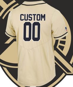 Custom Army Black Knights Full-Button Baseball Jersey - Gold