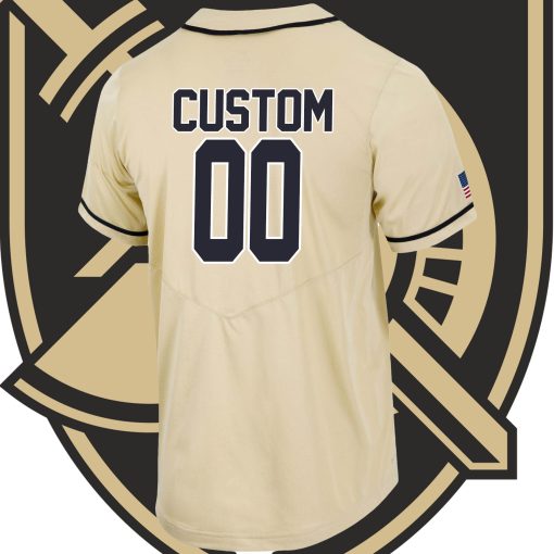 Custom Army Black Knights Full-Button Baseball Jersey - Gold