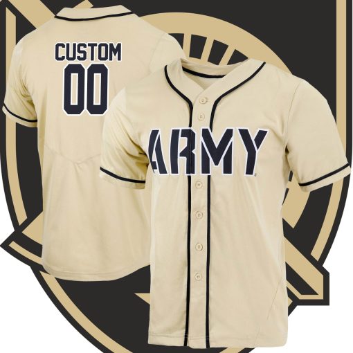 Custom Army Black Knights Full-Button Baseball Jersey - Gold