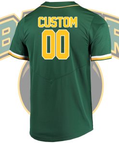 Custom Baylor Bears Full-Button College Baseball Jersey - Green