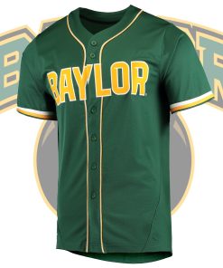 Custom Baylor Bears Full-Button College Baseball Jersey - Green