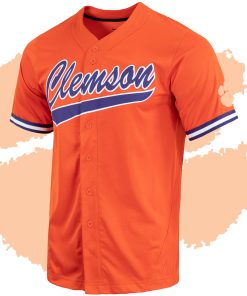 Custom Clemson Tigers Full-Button Baseball Jersey - Orange