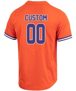 Custom Clemson Tigers Full-Button Baseball Jersey - Orange