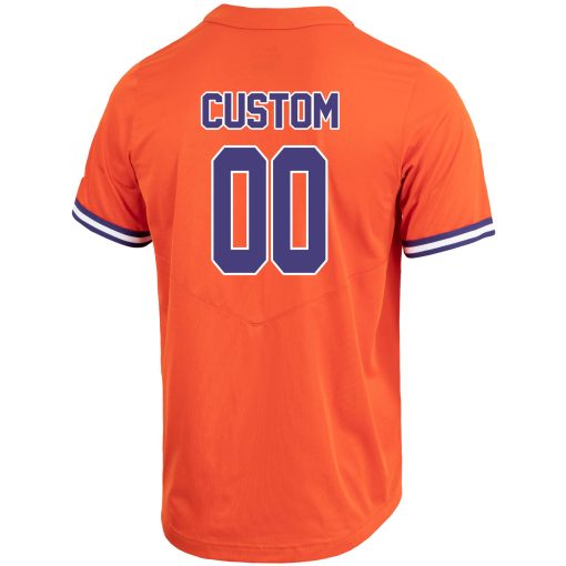 Custom Clemson Tigers Full-Button Baseball Jersey - Orange