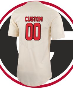 Custom Georgia Bulldogs College Baseball Full Button Jersey - Natural