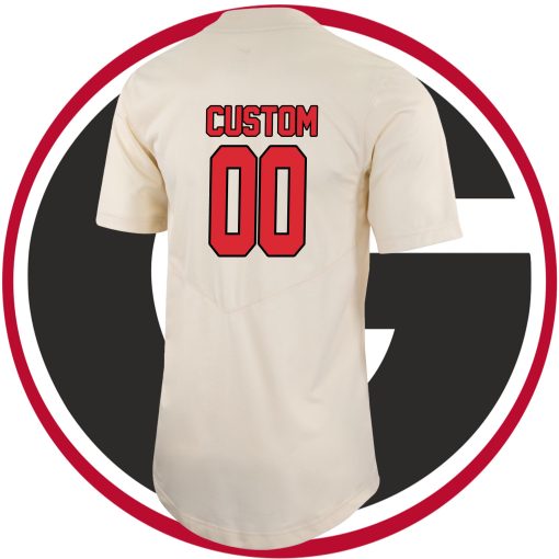 Custom Georgia Bulldogs College Baseball Full Button Jersey - Natural