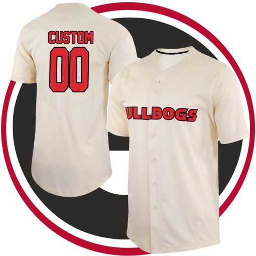 Custom Georgia Bulldogs College Baseball Full Button Jersey - Natural