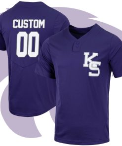 Custom Kansas State Wildcats White Jersey College Baseball Button Up