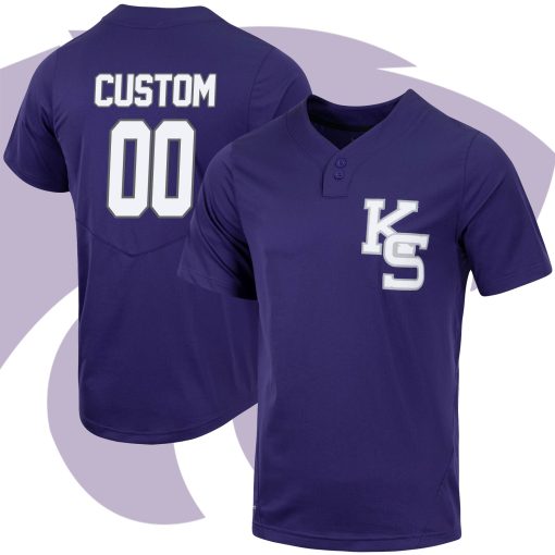 Custom Kansas State Wildcats White Jersey College Baseball Button Up