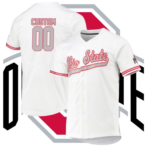 Custom Ohio State Buckeyes College Baseball Jersey - White