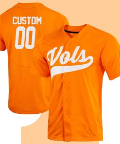 Custom Tennessee Volunteers Full-Button College Baseball Jersey - Orange