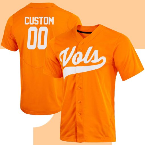 Custom Tennessee Volunteers Full-Button College Baseball Jersey - Orange