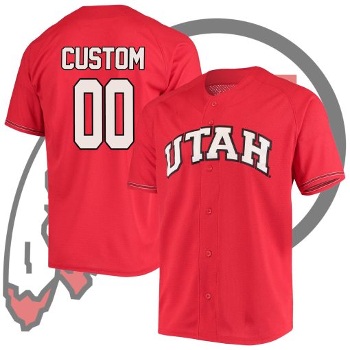 Custom Utah Utes College Baseball Jersey Full Button - Red