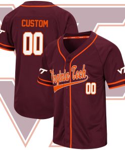 Custom Virginia Tech Hokies Colosseum Turf 'n' Turf Baseball Jersey - Maroon
