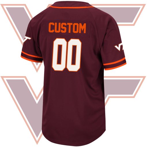 Custom Virginia Tech Hokies Colosseum Turf 'n' Turf Baseball Jersey - Maroon