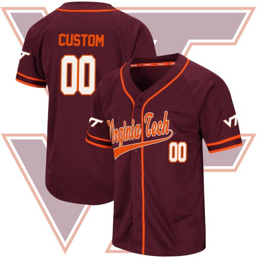 Custom Virginia Tech Hokies Colosseum Turf 'n' Turf Baseball Jersey - Maroon