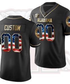 Custom Alabama Crimson Tide Black 2019 Stars and Stripes Golden Limited Edition Jersey College Football