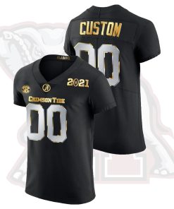 Custom Alabama Crimson Tide Black 3X CFP National Championship Golden Limited Jersey