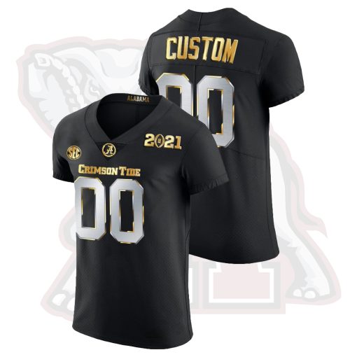 Custom Alabama Crimson Tide Black 3X CFP National Championship Golden Limited Jersey