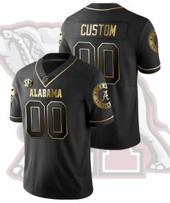 Custom Alabama Crimson Tide Black College Football Golden Edition Limited Jersey