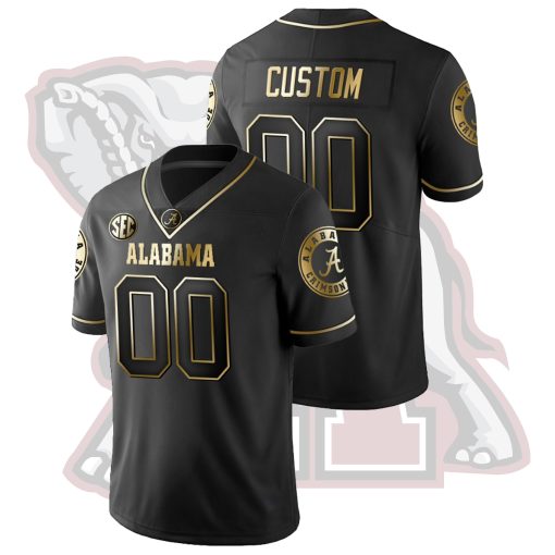 Custom Alabama Crimson Tide Black College Football Golden Edition Limited Jersey