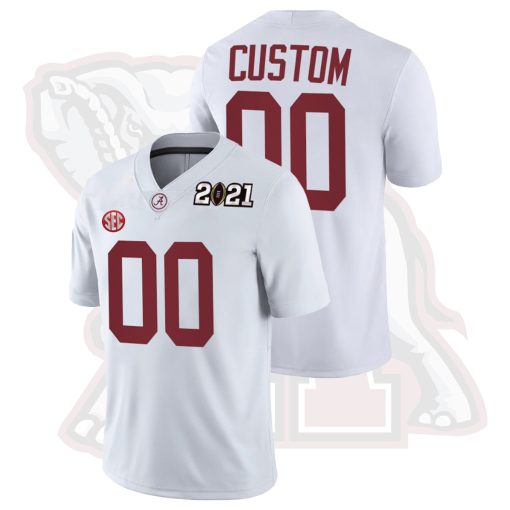 Custom Alabama Crimson Tide White 3X CFP National Championship Winner Jersey