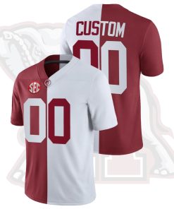 Custom Alabama Crimson Tide White Crimson Split Jersey