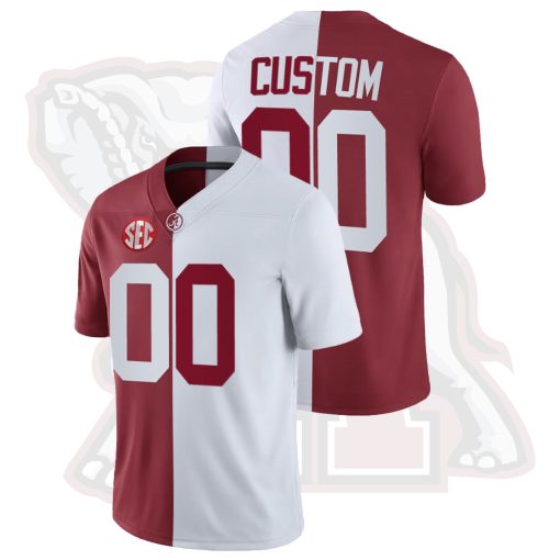 Custom Alabama Crimson Tide White Crimson Split Jersey