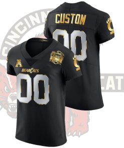 Custom Cincinnati Bearcats Black 2021 Peach Bowl Golden Edition Jersey