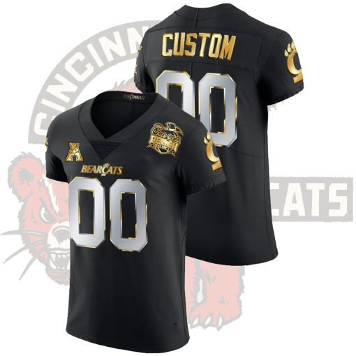 Custom Cincinnati Bearcats Black 2021 Peach Bowl Golden Edition Jersey