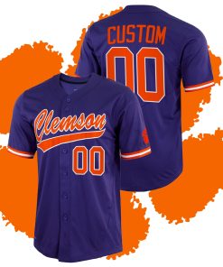 Custom Clemson Tigers College Baseball Full-Button Jersey Purple