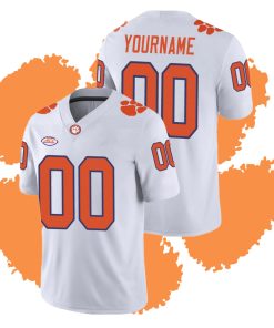 Custom Clemson Tigers White College Football Playoff Game Jersey